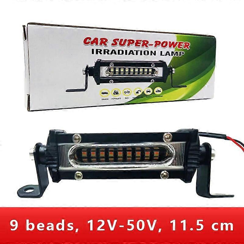 9W small single row LED strip lights Two-Color strobe Car LED spotlight floodlights Fog Headlights DRL Driving Aluminum Lamp 12V
