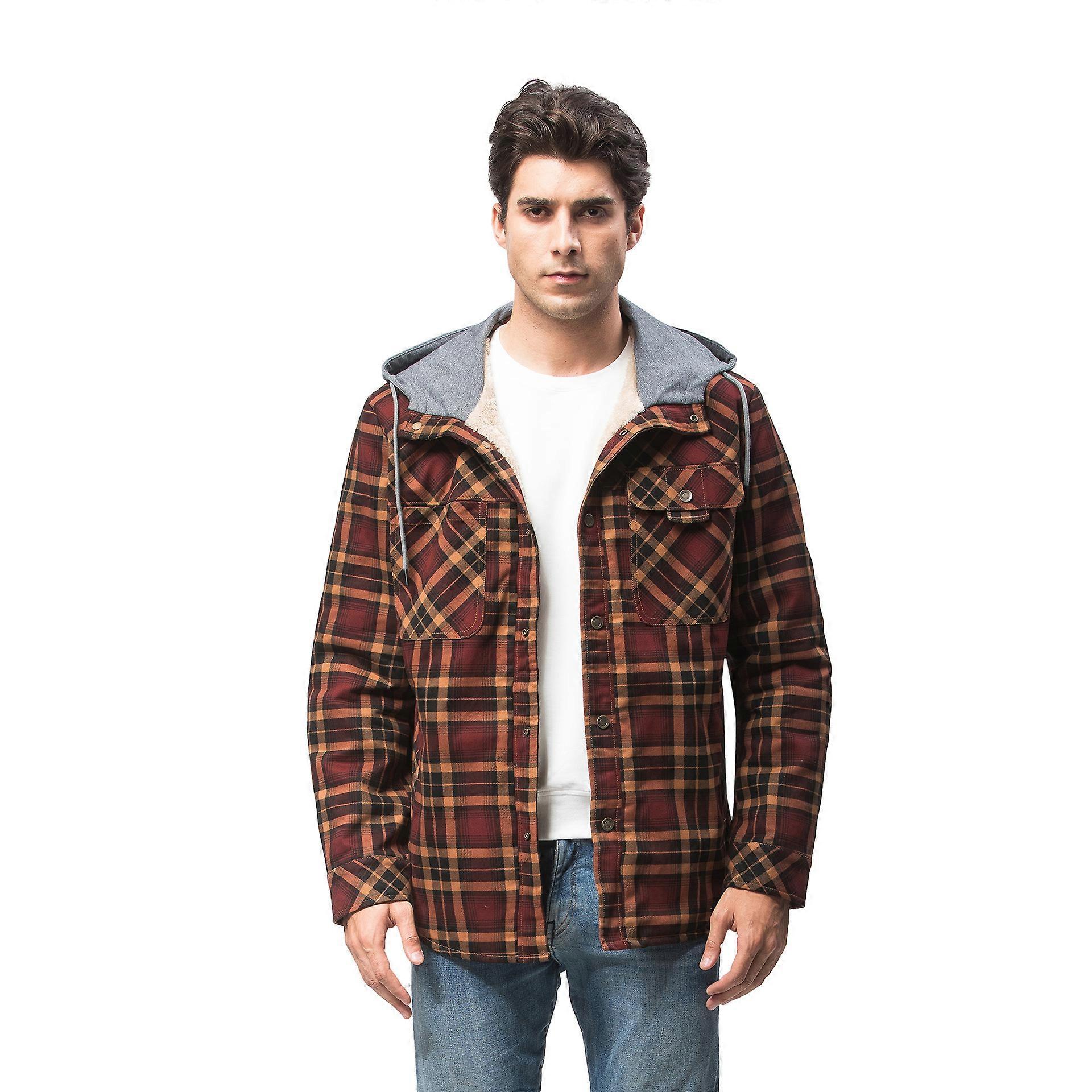 Men's Sherpa Lined Jacket Flannel Plaid Jacket