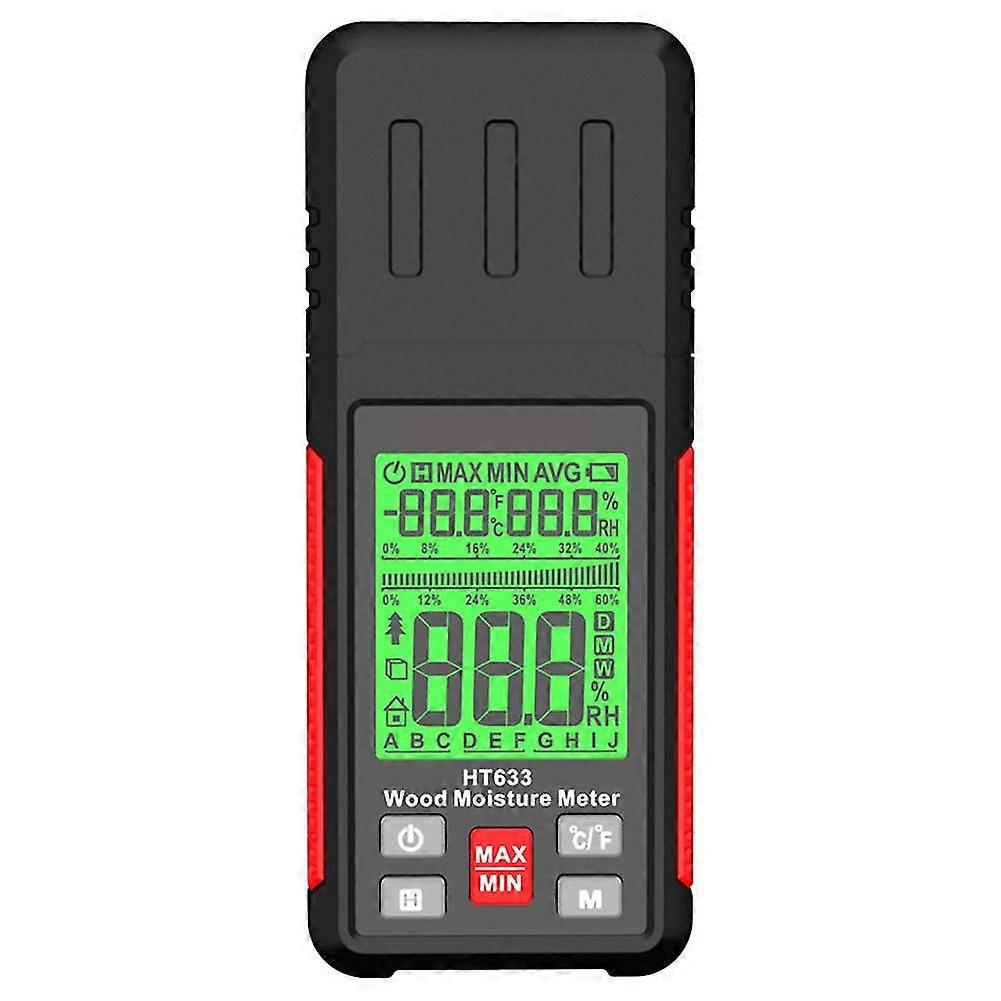 Digitales Holzfeuchtemessgerät Tragbarer Brennholzfeuchtigkeitsprüfer mit LCD-Display