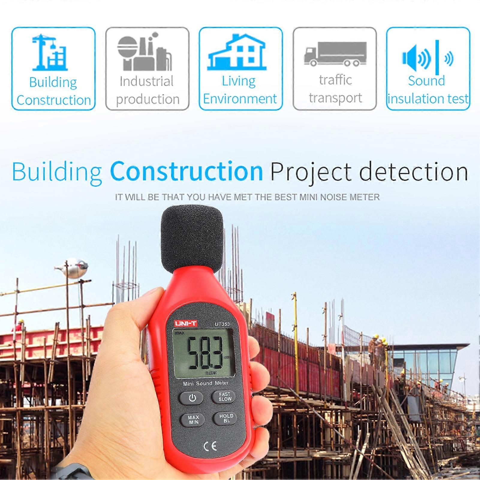 UNI-T UT353 Digital Mini Decibel Tester Overload Indication Energy Saving Hand-held Sound Level Meter for Environmental Noise Mengxi