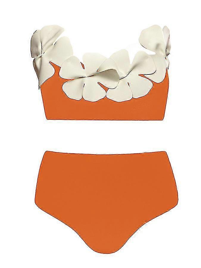 Mote Solid Color Flower Design Bikini badedrakt