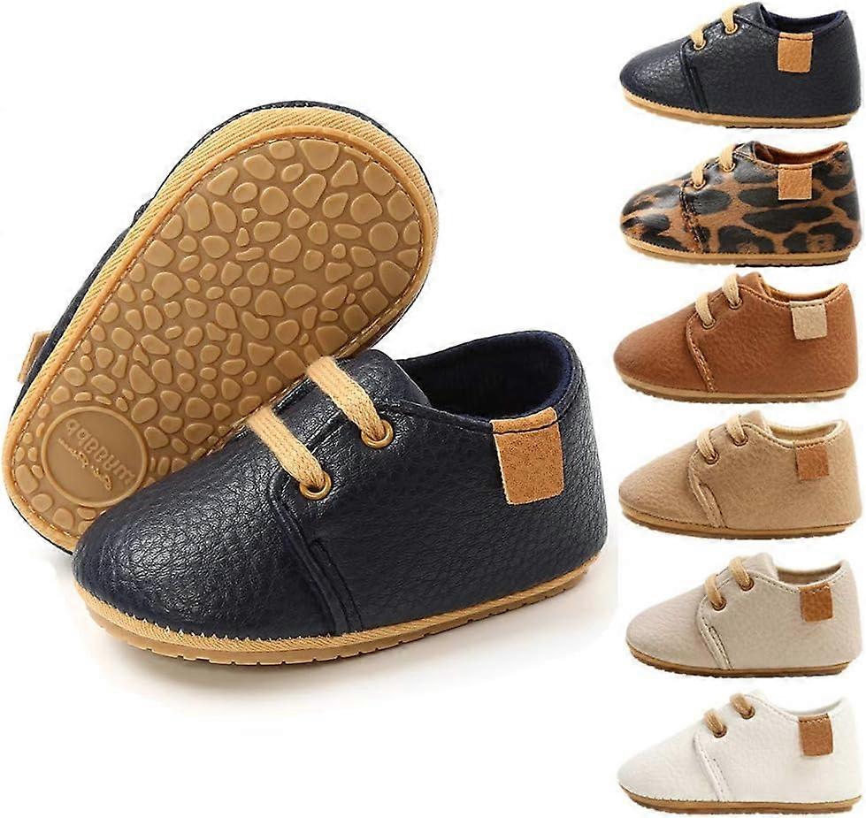 eGoiベビーボーイズガールズオックスフォードシューズPUレザーソフトラバーソールスニーカー滑り止め幼児アンクルブーツ幼児ウォーキングモカシンA /ネイビーブルー