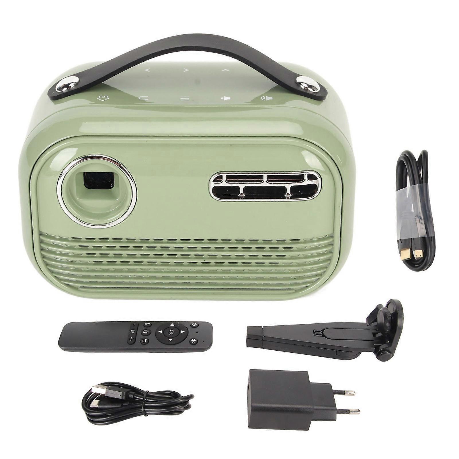 DLP Projector Mini 4K Support 5G WIFI Bluetooth 3D Portable Projector for Android 9.0 100240V EU Plug Green