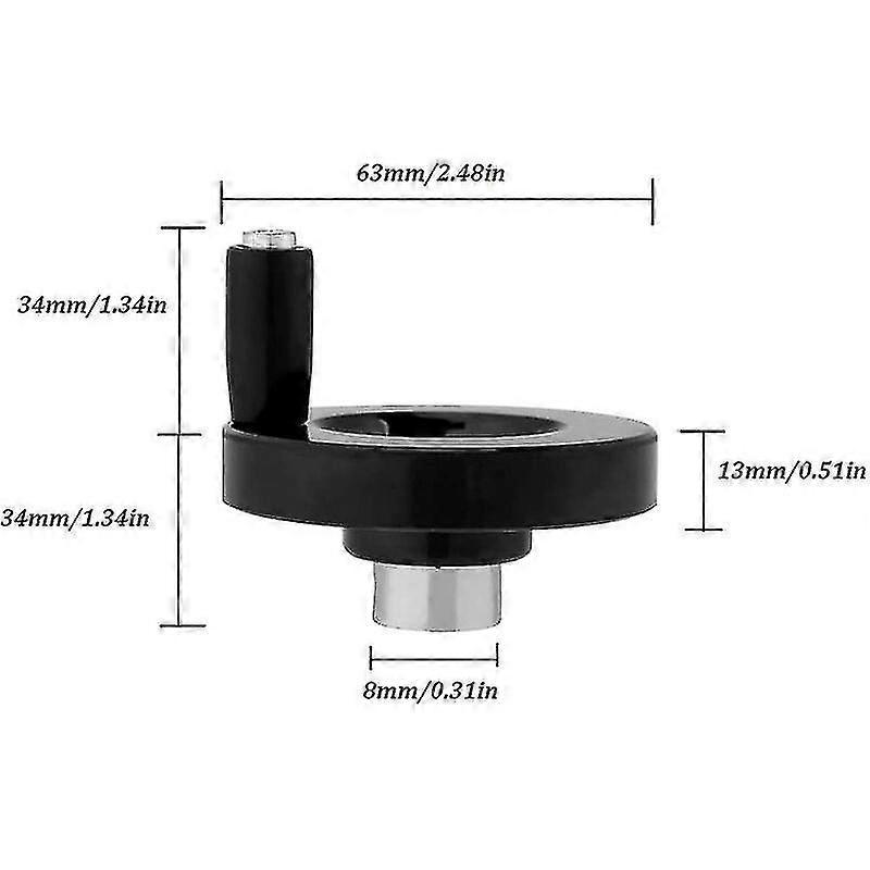 Rotating Handle For Milling Machine, 8 X 63mm, Milling Machine Back Wave Hand Wheel, Black Round Bakelite With Rotating Handle