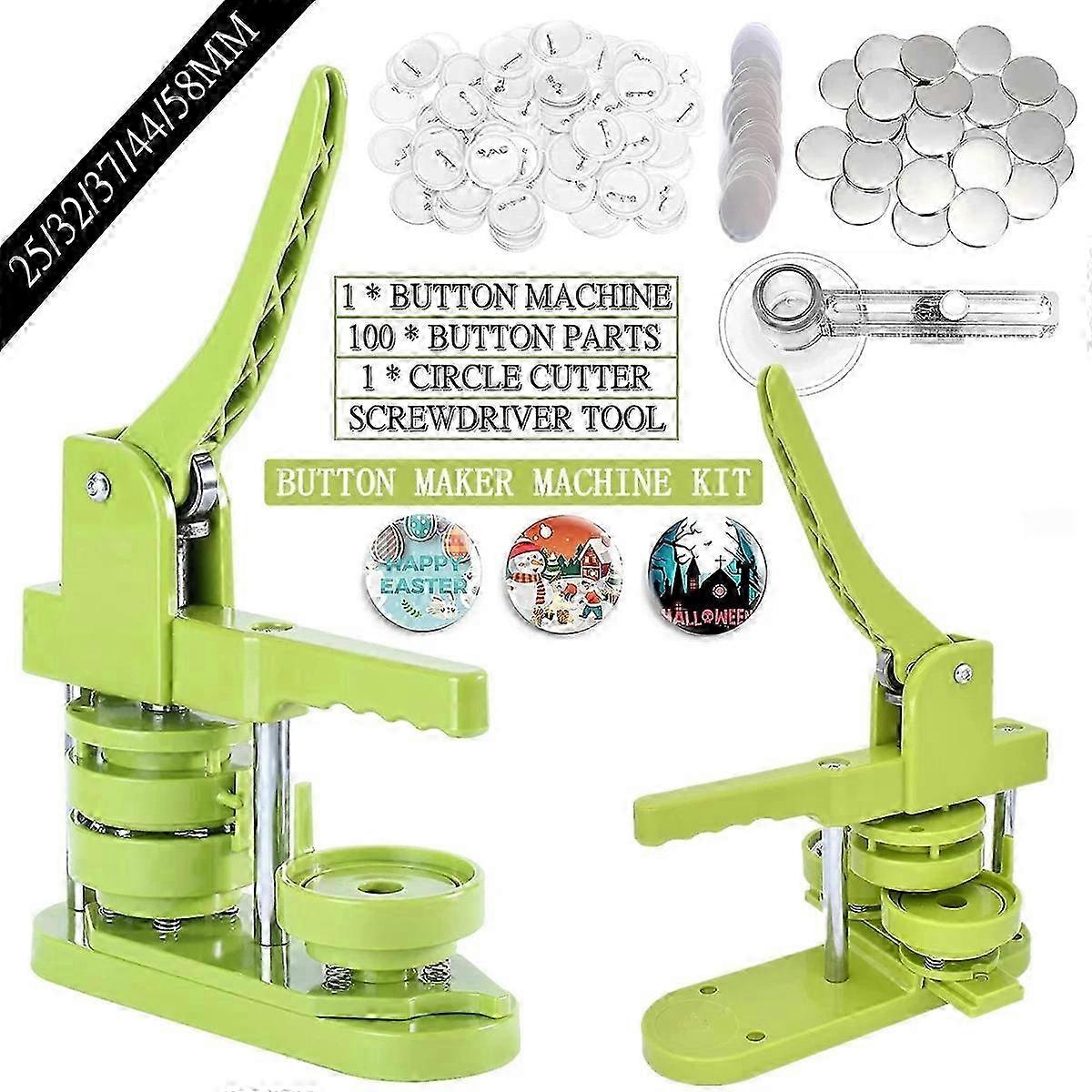 Badge Pin Button Maker Machine DIY 25/32/37/44/58MM Badges Set with 100Pcs Button Parts+Circle Cutter  Badge Press Maker Machine
