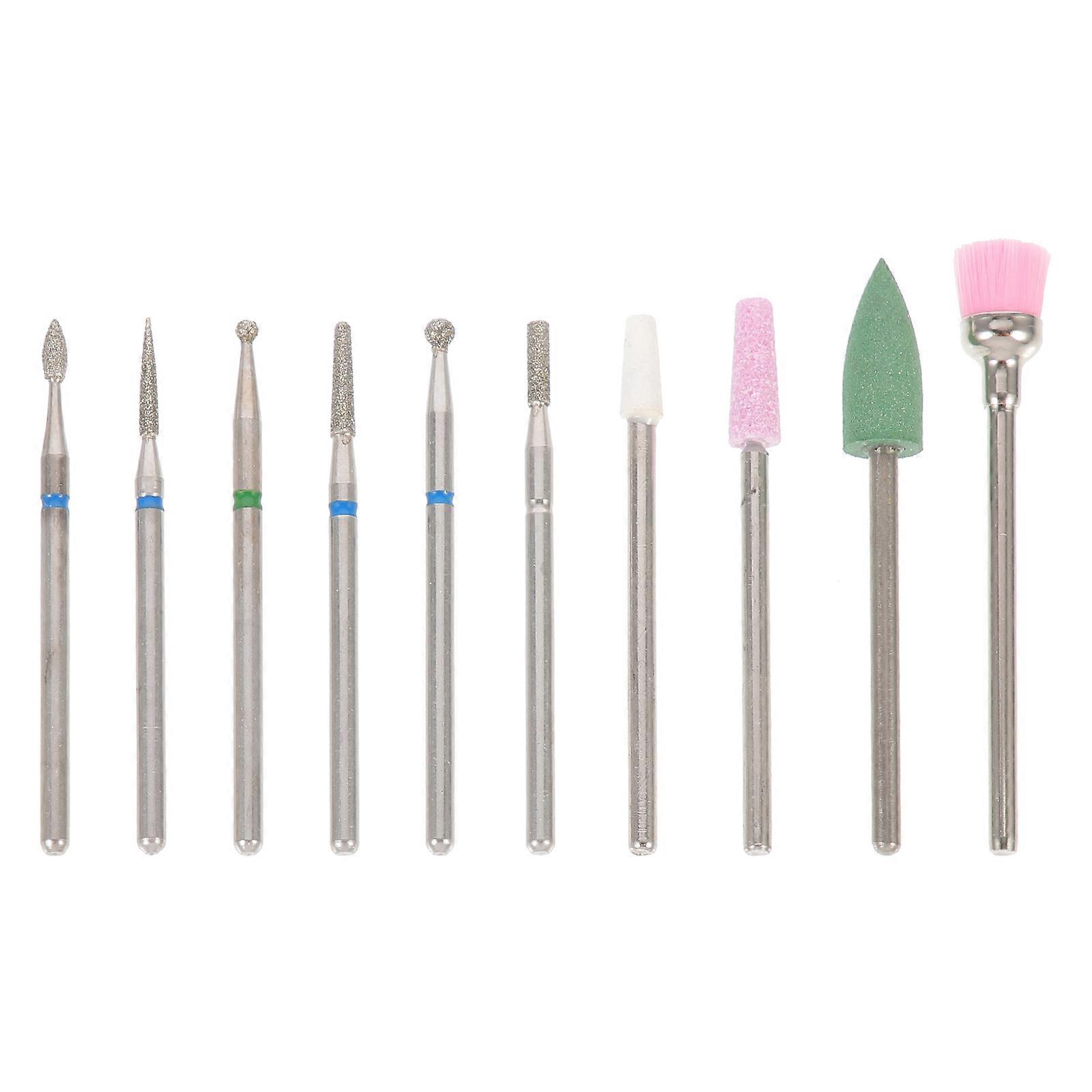 10 Pcs Manucure Professionnelle Ensemble Nail Art Fournitures Manucure Foret Polisseuse À Ongles Bit Cuticule Foret