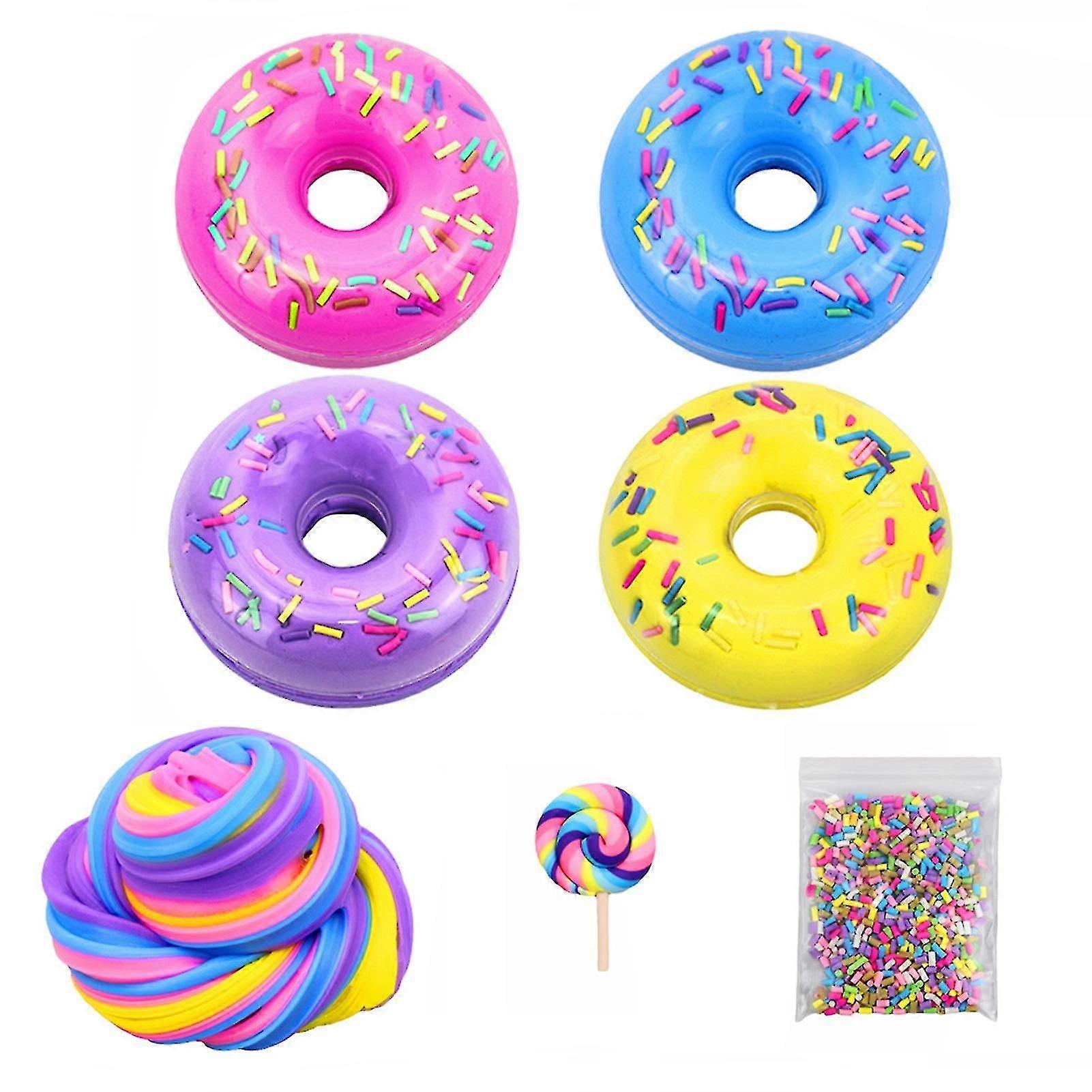 4 قطع جولة الانتعاش السريع الطين ضغط لعبة مع ملحقات مصاصة دونات حلوى دي الوحل كيت