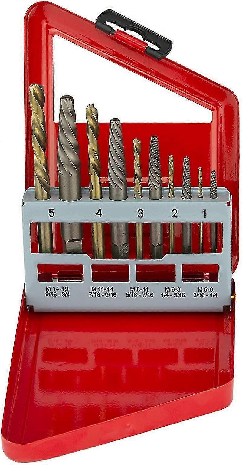 Screw Extractor and Left Hand Drill Bit Set | 10 Pc, Cobalt HSS M2 Steel Drill Bits