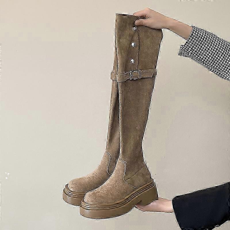 Women's Chunky Heel Over Knee Boots with Thick Sole for Fall/Winter 2024