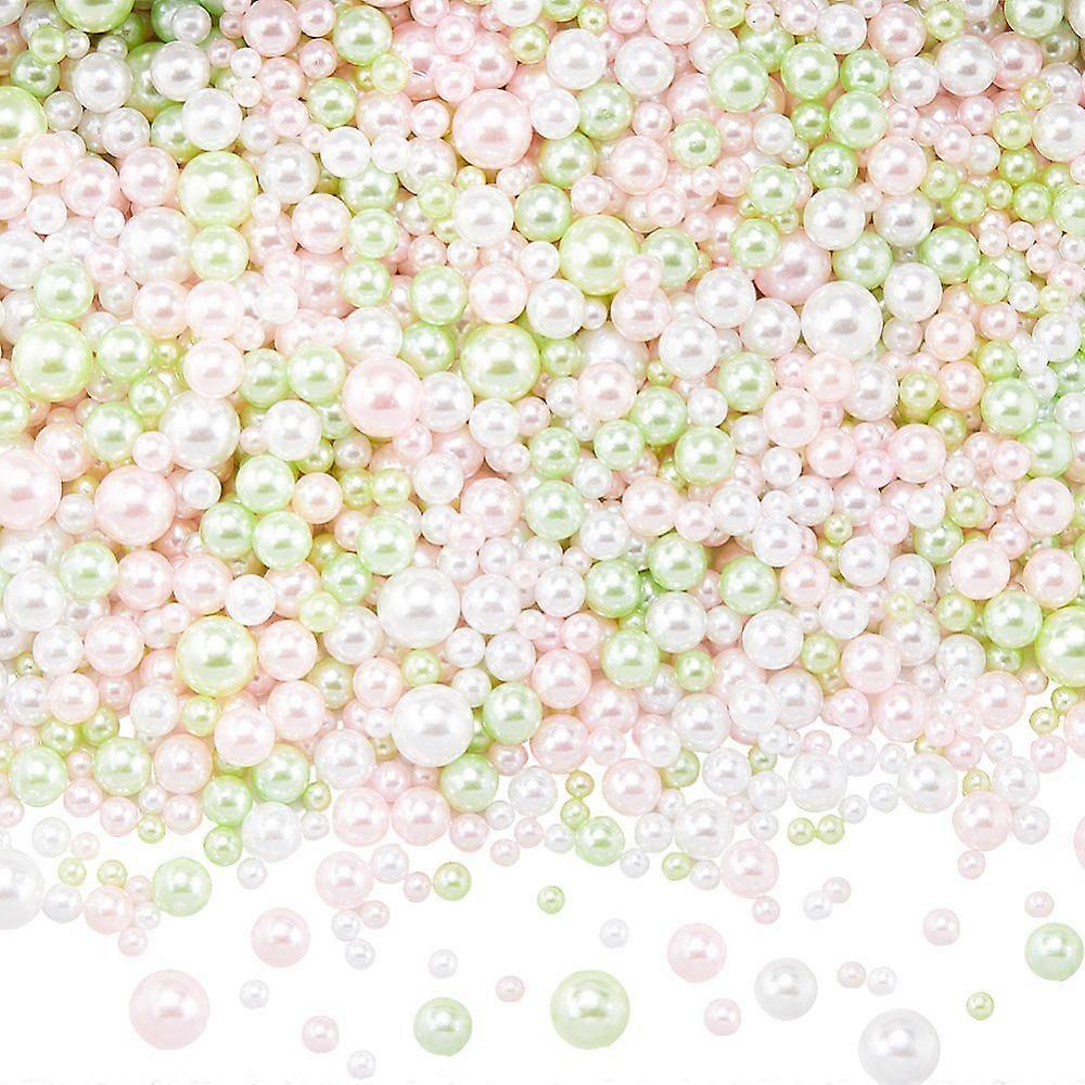 2 Sets Plastic Beads No Hole Round Pink 3~7.5mm about 750~1000pcs/set