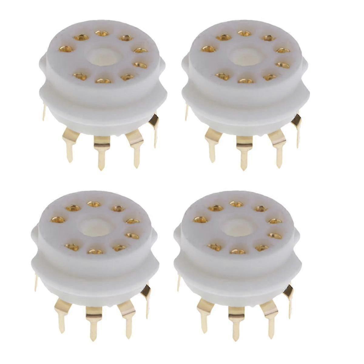 4PCS 陶瓷 9 针金 PCB 真空管插座,适用于 12AX7 12AT7 12AU7 ECC83 ECC82 E88CC 6922 6p1 P2025011042