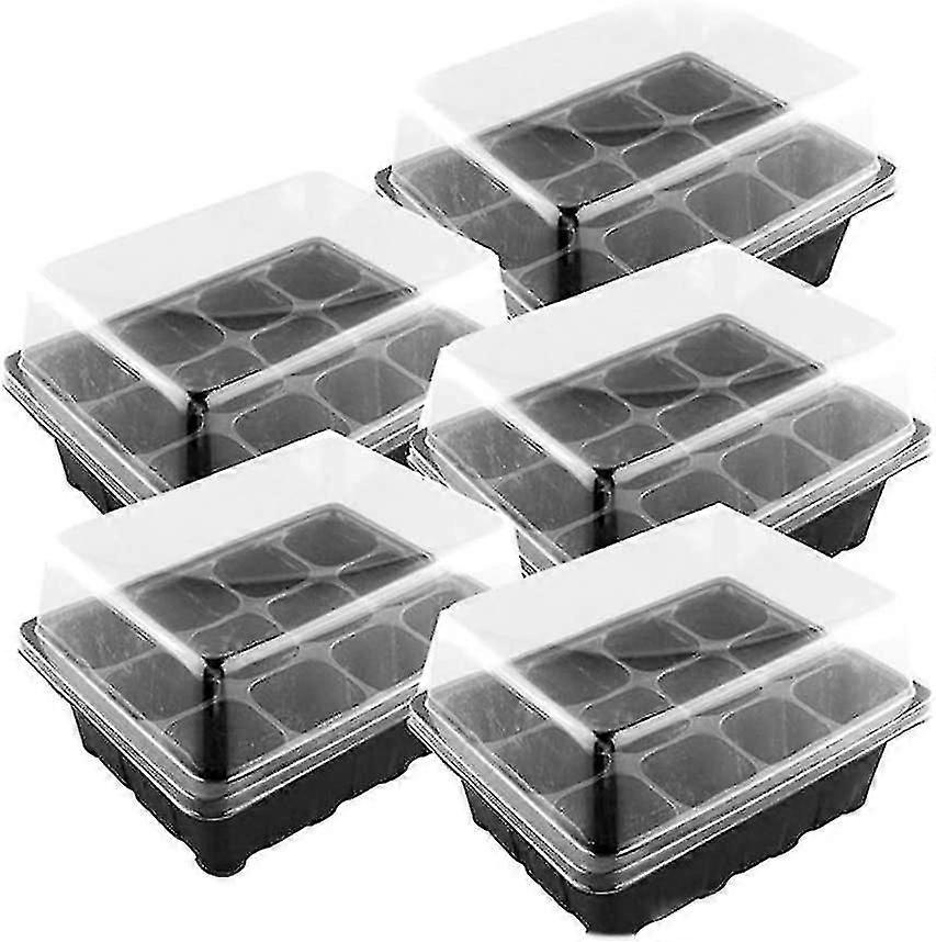 Set of 5 Seedling Tray, Mini Greenhouse for Seedlings, Cultivation Trays with Lid, Garden Propagator for Starter and Seed Growth