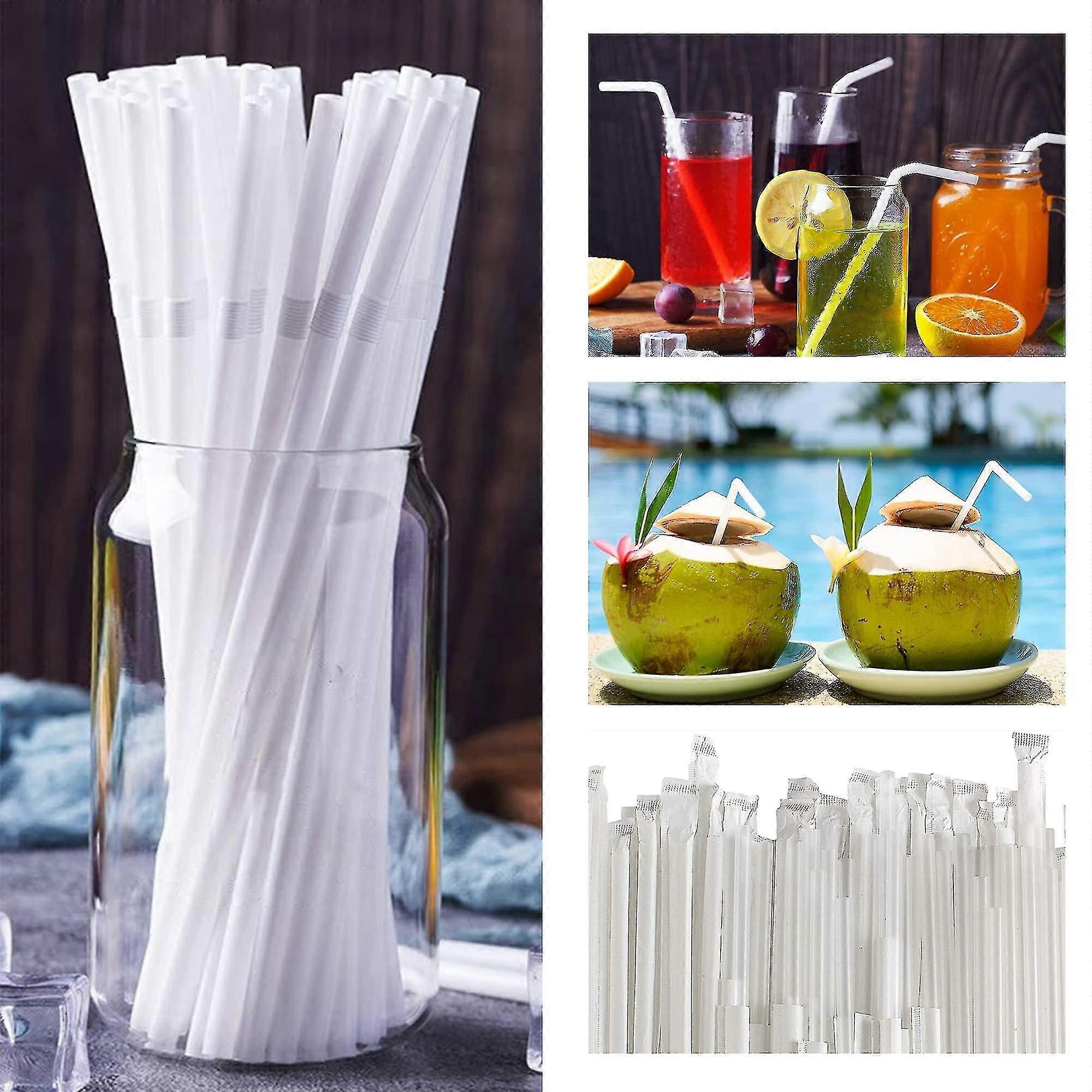 200 Pcs Individually Wrapped Paper Straws , Flexible Reusable For Juice And Cocktail, Coffee-bendable Drinking Straws
