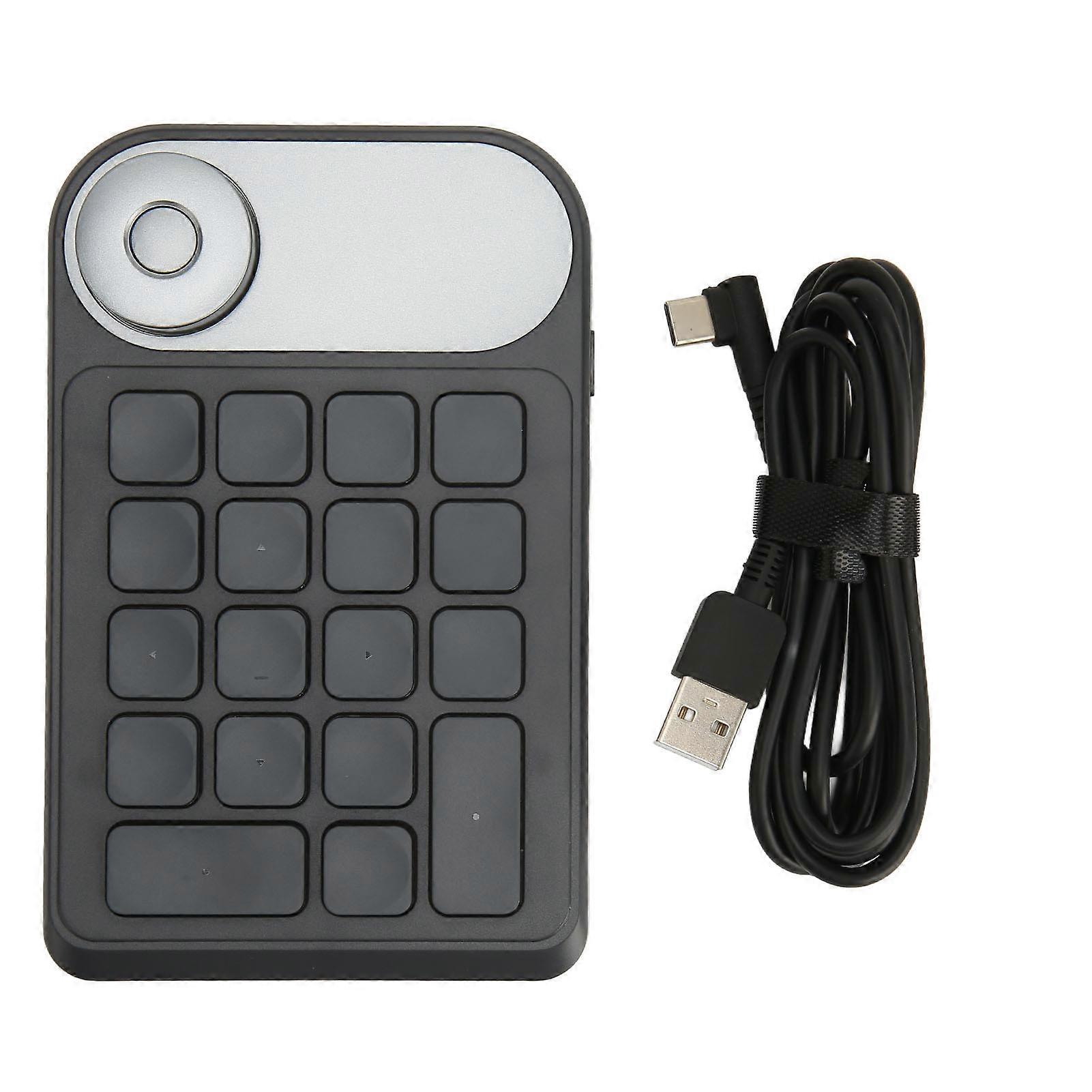 Keydial Wireless Keyboard with 18 Customizable Keys, Ergonomic Mini Keypad for Drawing Tablet