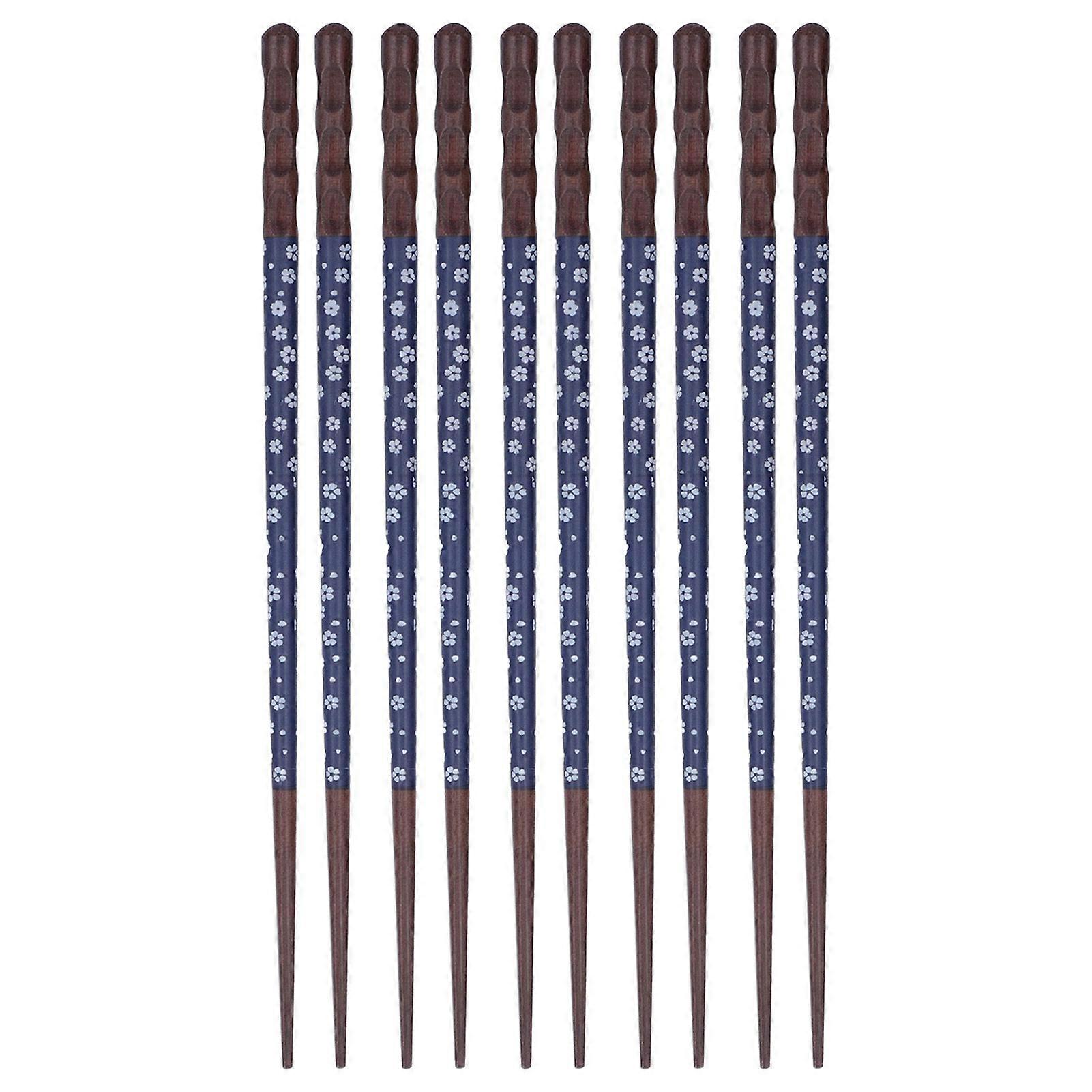 5Pairs Reusable Chopsticks Anti Slip Design Exquisite Pattern Light Comfortable Washable Chopsticks for Parties WeddingsBlue