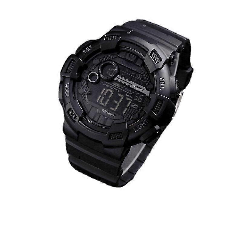 Luminous Week Display Stopwatch Countdown 5atm Waterproof Dual-time Sport Men Digital Watch