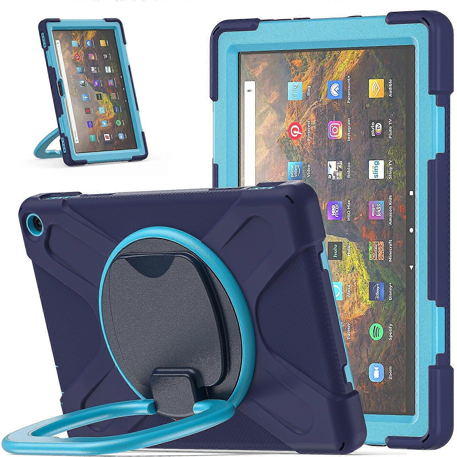 Silicone + PC Protective Case with Holder & Shoulder Strap For Amazon Kindle Fire HD 10 2021