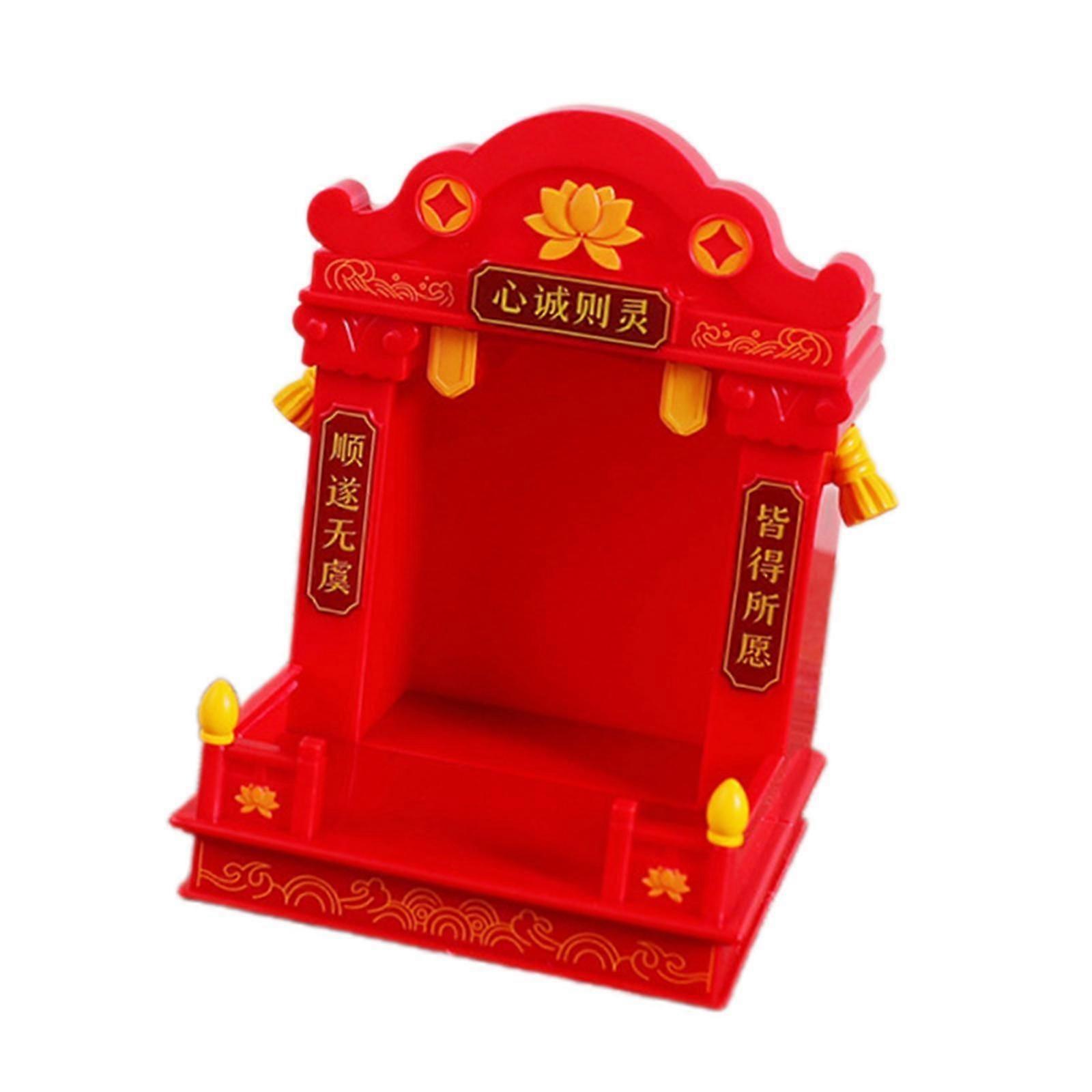 Buddha Statue Stand Ornament Easy to Clean Mini Buddhist Buddha Altar Shrine Red