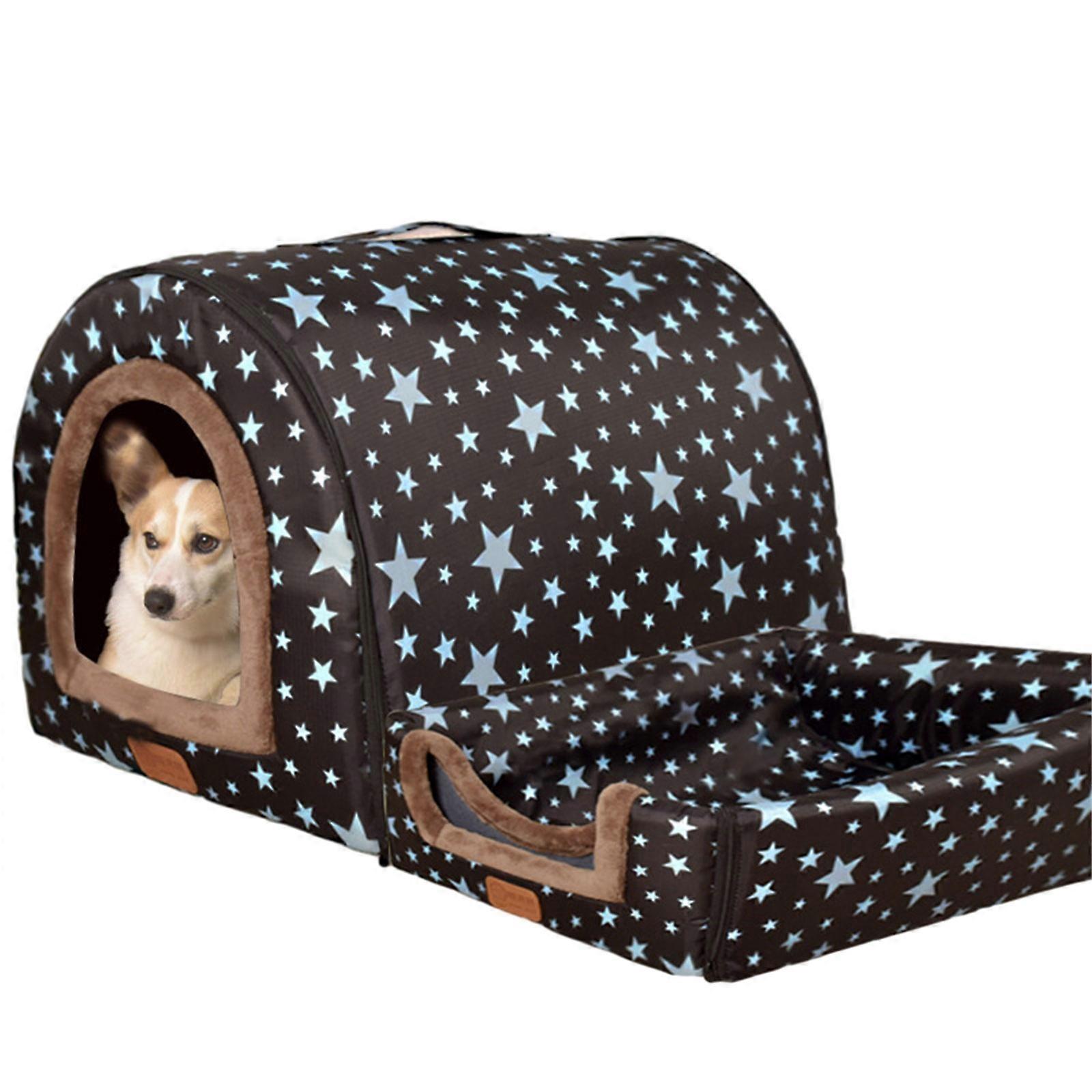 Pet Warm Bed House Soft Indoor Semi-closed Cave Tent for Cat Kitten Puppy Small Animals Pet Thicken Cushion Pad M