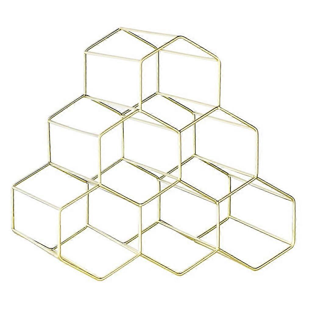 Honeycomb Shape Wine Mover Bottle Bracket Iron Ornaments Wine Display Rack Decoration for Creative Simple Fashion Home A Gold