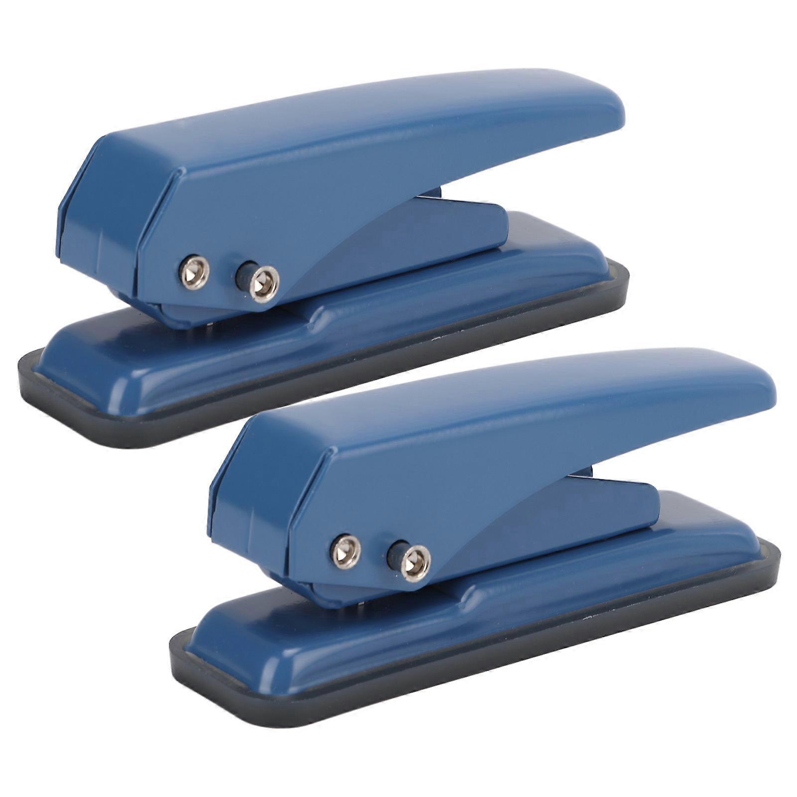 2pcs Hole Puncher Single Navy Blue Leverage Structure Punching Tool for Office Home School