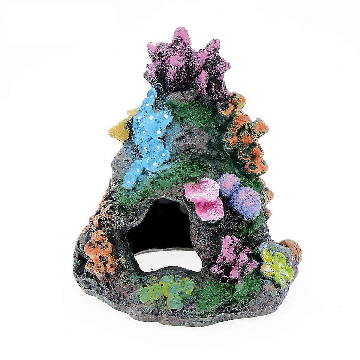 Aquarium Decorations Coral Ornaments Resin Rock Mountain Cave for Betta Fish Hiding and Resting 4.5 Inch