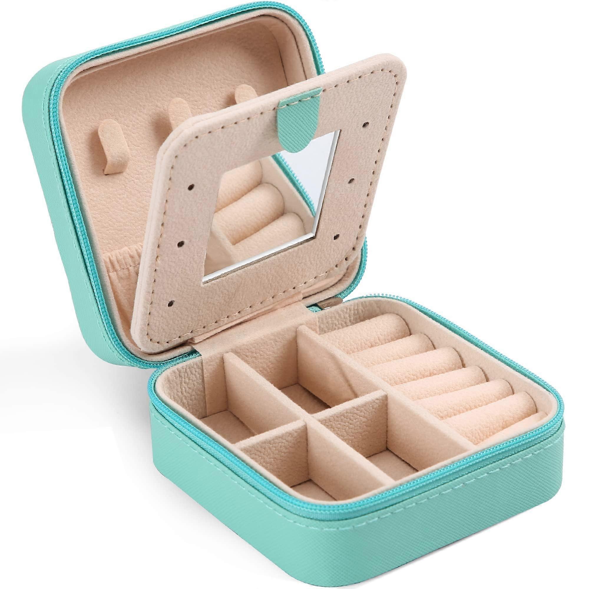 Jewelry Box for Travel Organizer Storage Case - Compact Jewelry Organizer with Multiple Compartments, Zipper Closure, Pink Color