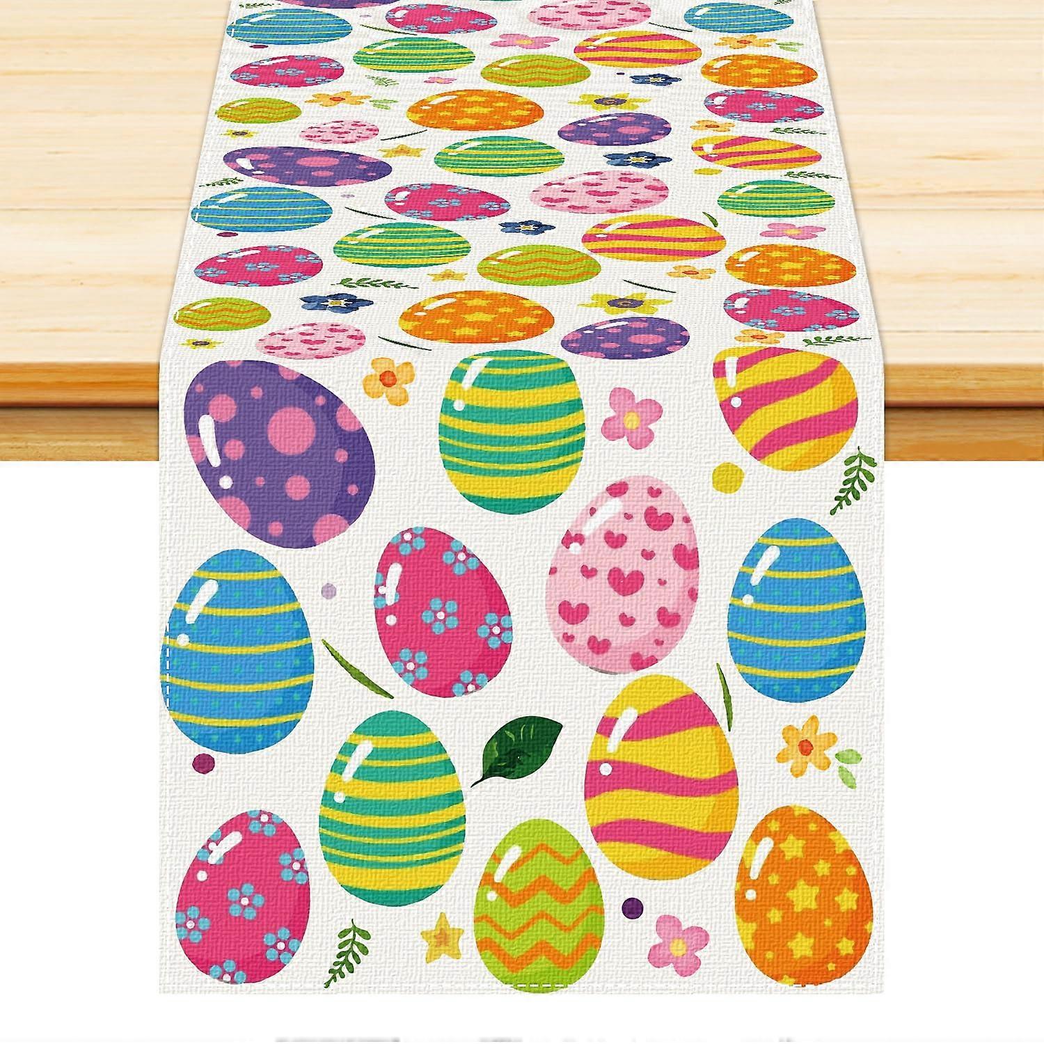 Easter egg farmhouse table runner for kitchen dining table 13 x 72 inches