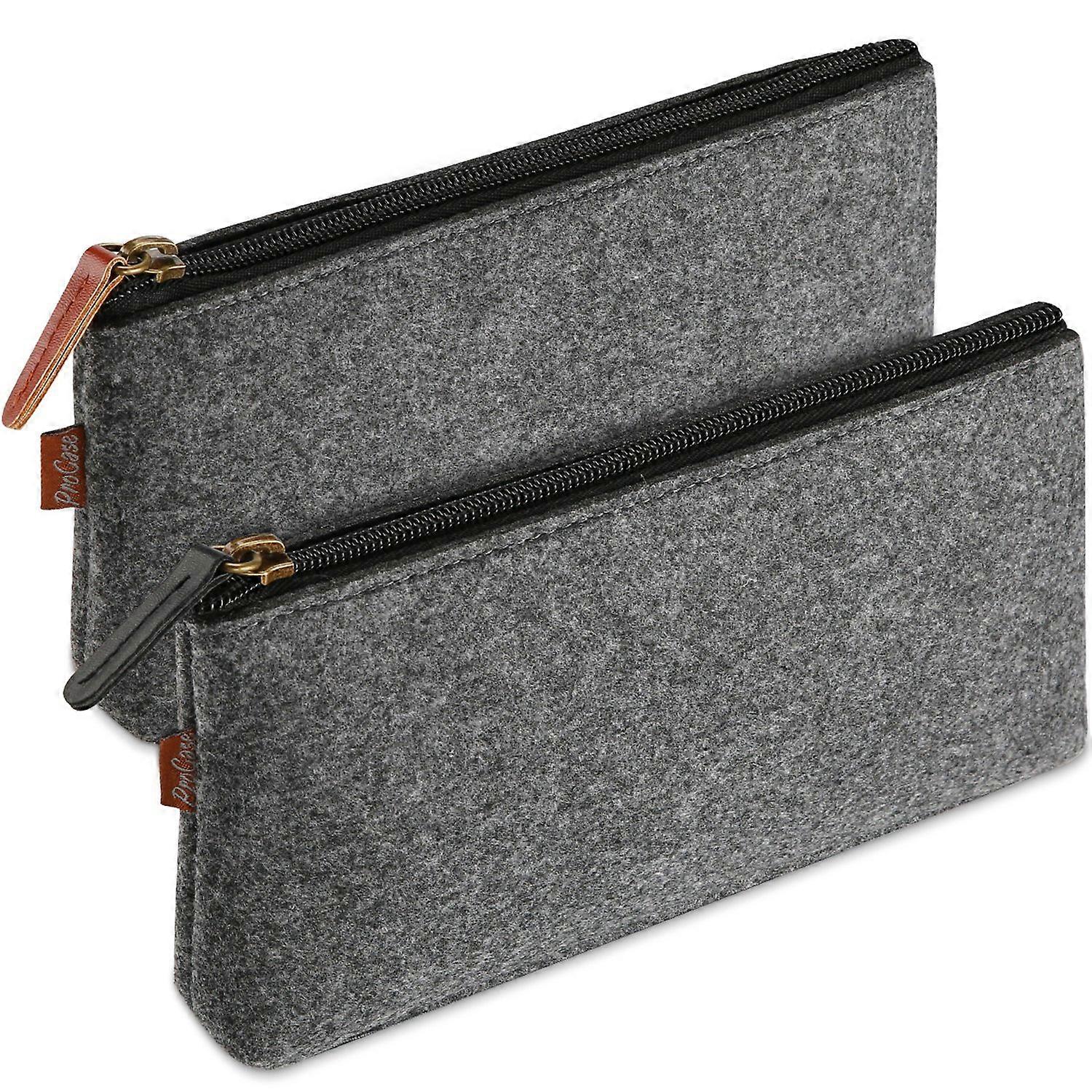2-Pack Felt Zipper Pouch for School Supplies, Pens, and Stationery, Durable Material, Compact Size, Assorted Colors