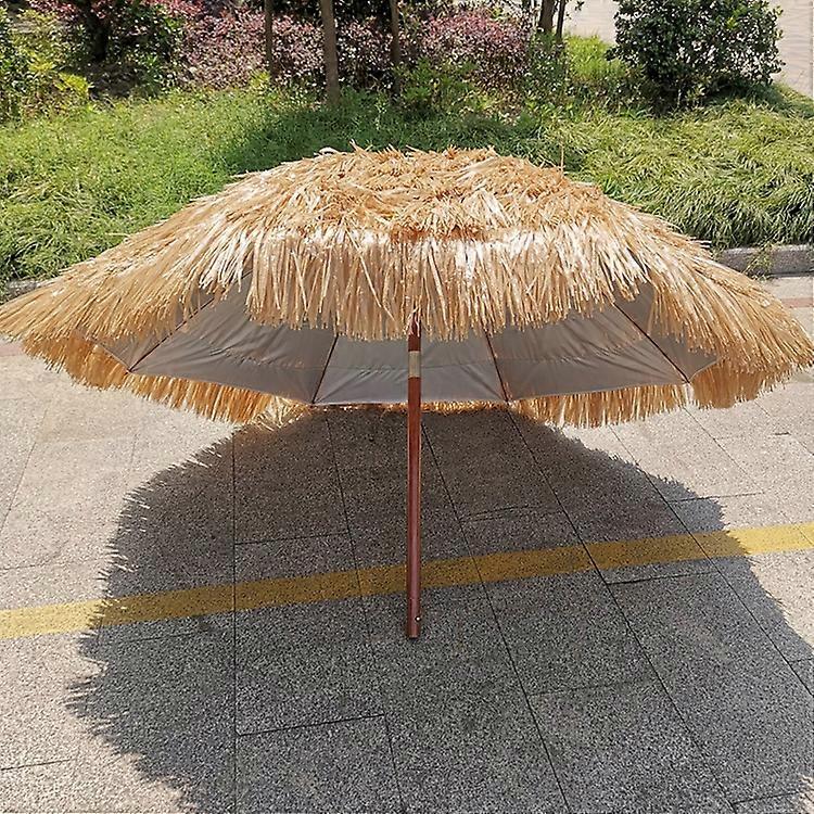 Parapluie en paille imitation ombre de vacances de plage, spécifications : 2m (café)