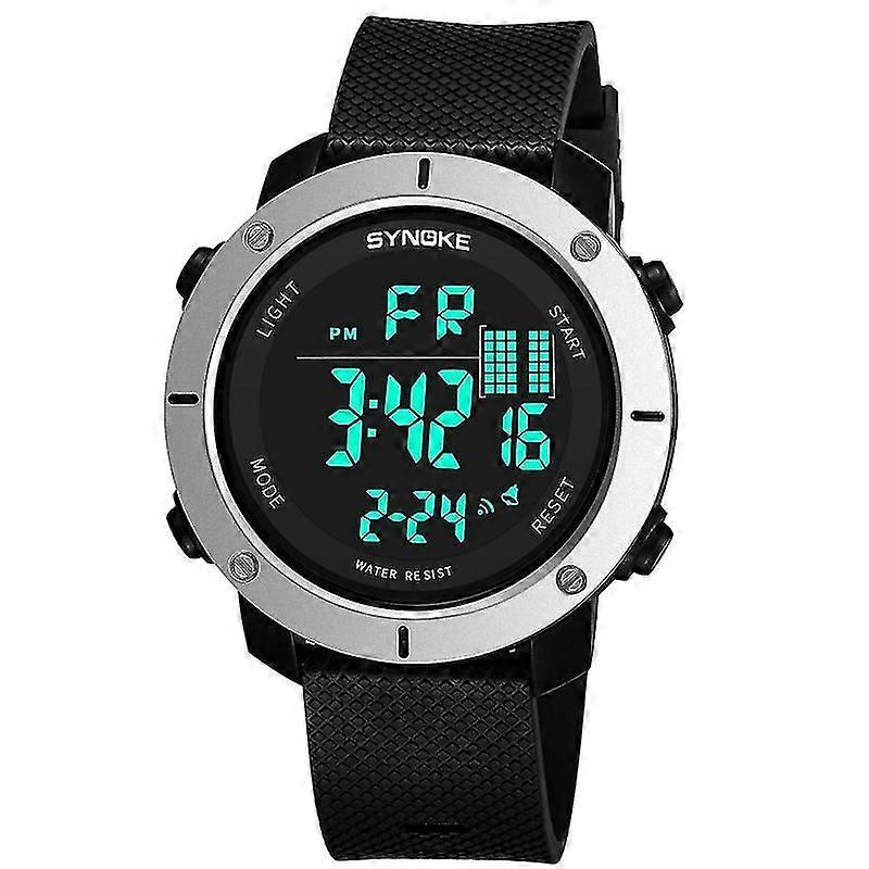 Synoke 9658 Multi-function Waterproof Electronic Watch Black Silver