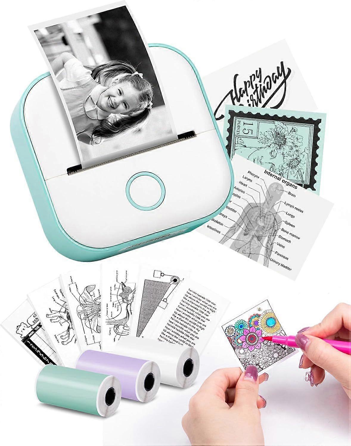Mini Printer - Sticker Printer T02 Mini Thermal Printer Mini Portable Inkless Sticker Printer green