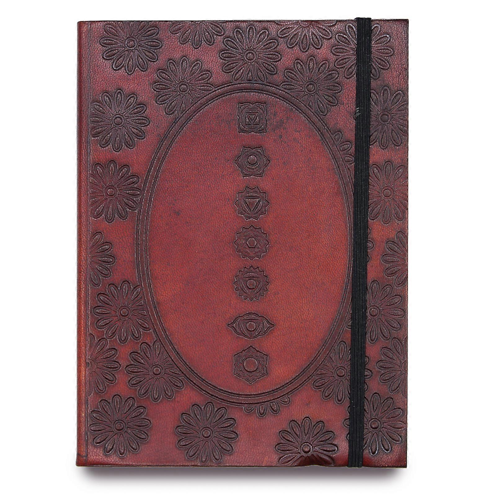 Small Notebook with strap Chakra Mandala Vegetable Tanned Leather Notebooks