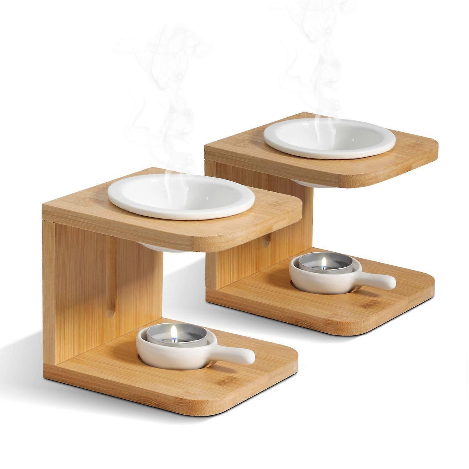 Wooden aromatherapy candle holder 2-pack