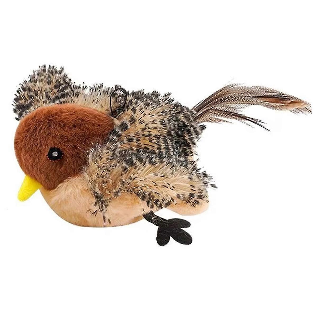 Electronic Cat Toy Interactive Sparrow Shaped Bird Simulation Sound Toy Plush Cats Pets Teasing Toys Kitten Chirping Toy
