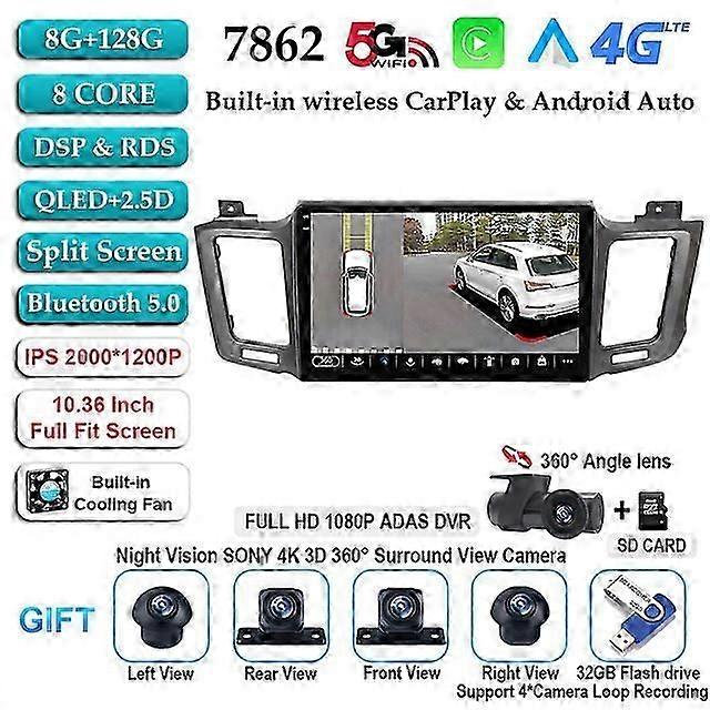 Android 12 Per Toyota RAV4 4 XA40 5 XA50 2012 - 2018 4G LTE All In One Autoradio Lettore Video Multimediale Sistema Intelligente DVD