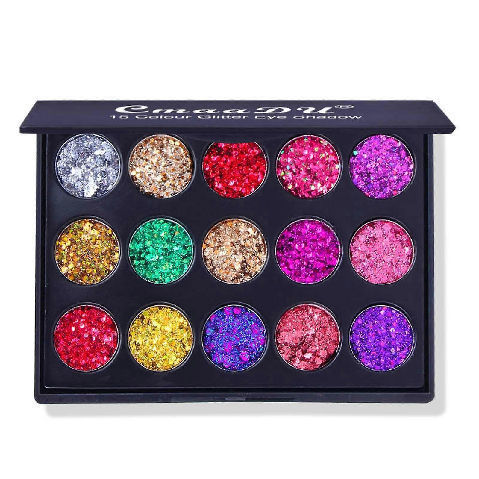 15 Colors Sequined Eyeshadow, Shiny High-gloss Eyeshadow
