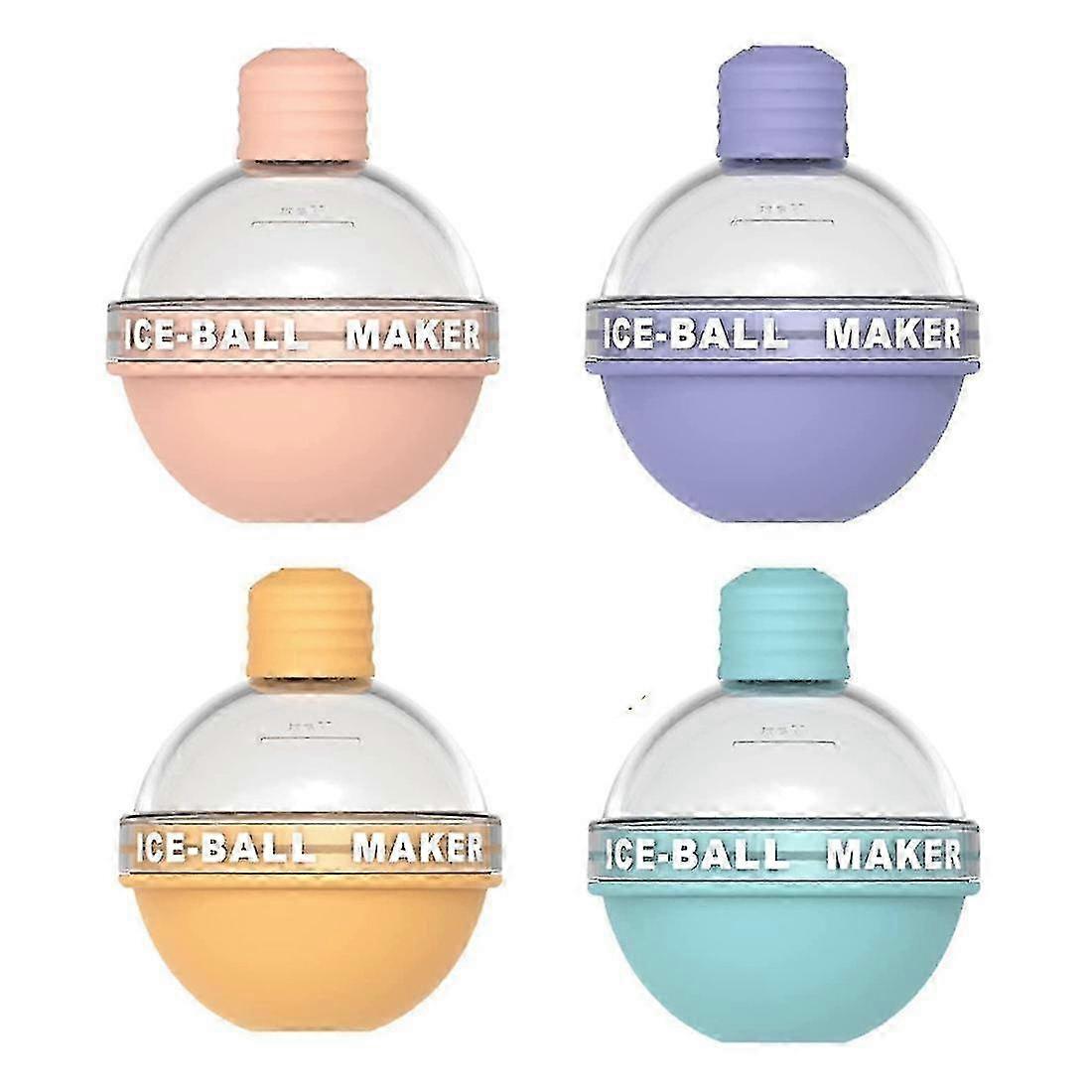 4-Pack Silicone Ice Ball Mold & Cube Tray, 2.5" Whiskey Sphere Maker