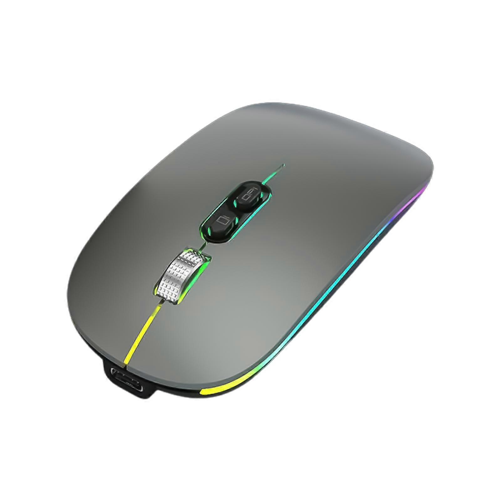 Wireless Mouse Rechargeable Ergonomic 2.4G Cordless Mouse for Laptop PC Bluetooth-compatible 5 Button 1600DPI Adjustment  Gray