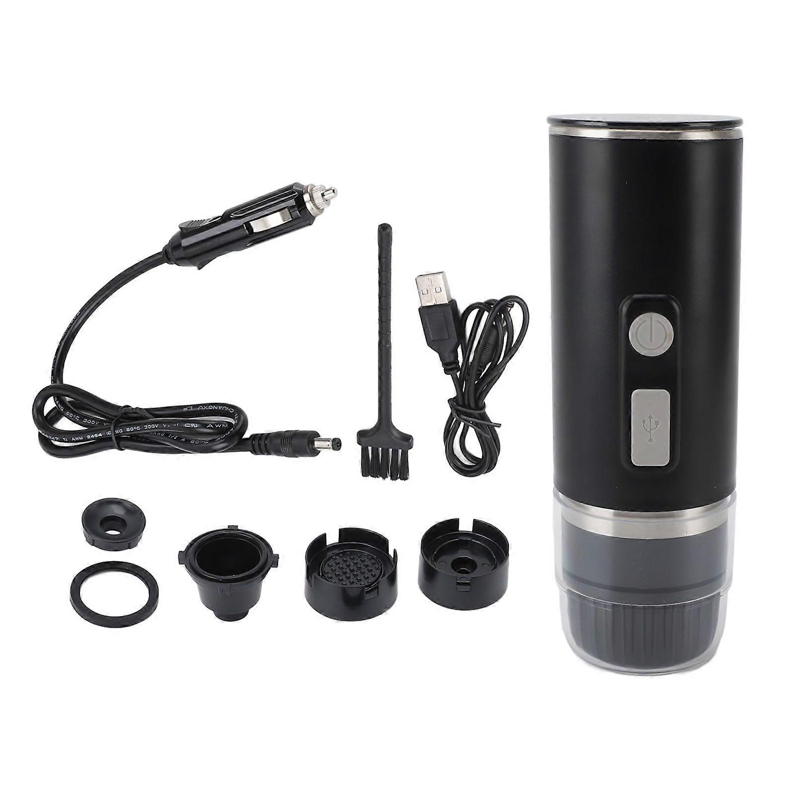 Cafeteira elétrica portátil com função de aquecimento Cafeteira de carro de 15 bar compatível com cápsulas de café Café moído para viagem Camping Home