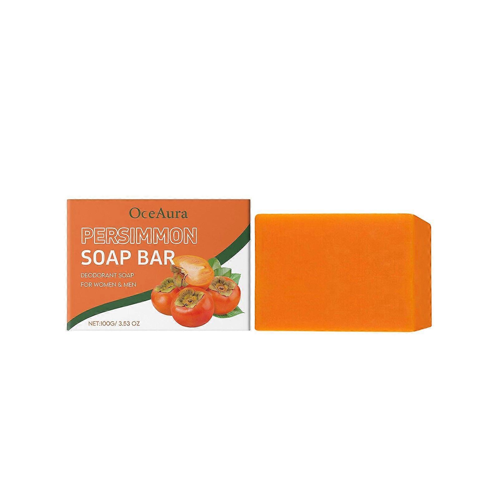 Persimmon Soap Bar for Body Odor Control, Purifying Deodorizing Soap for Eliminating Body Odor, Handmade Bar Soap Smooth Skin Deeply Cleansing