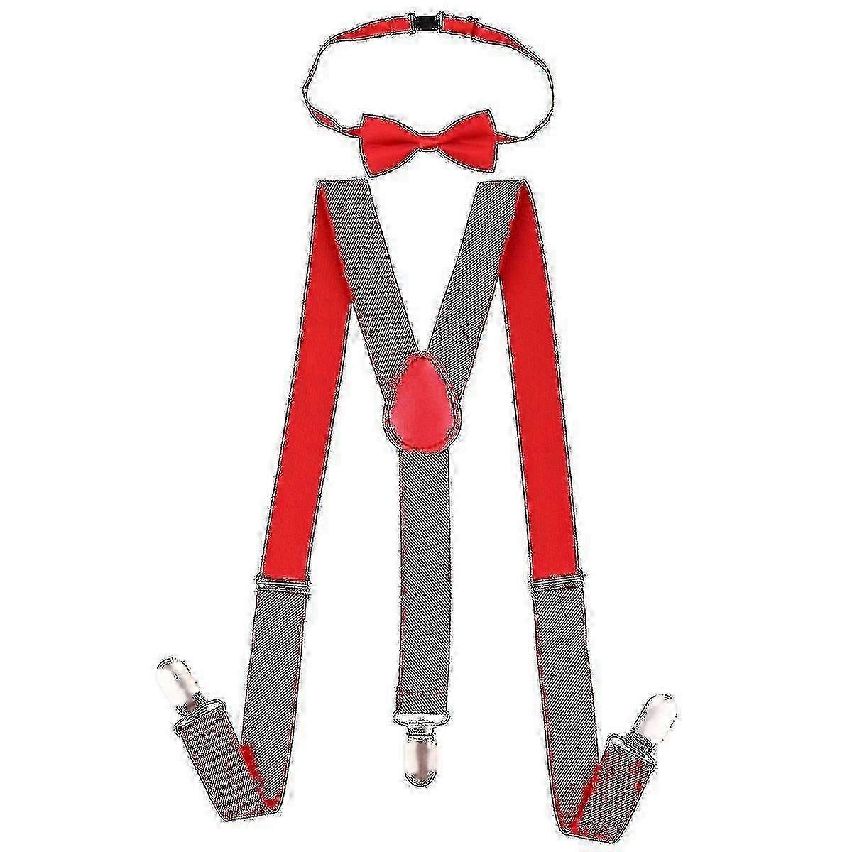Kids Bow Tie And Adjustable Elastic Suspender Braces Compatible With Boys