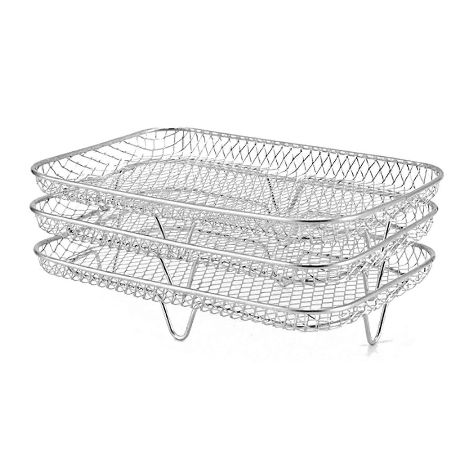 Universal Air Fryer Rack Rustproof Dishwasher Safe Stackable Three Layer Air Fryer Rack Stainless