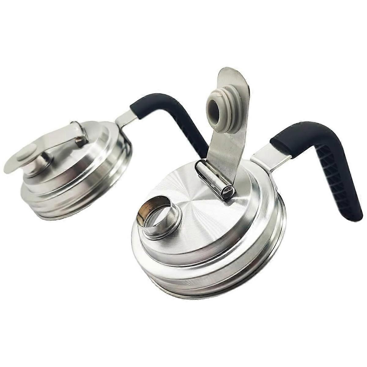 2Pc Stainless Steel Wide Mouth Jar Flip Prouting Spout Lids with Handle for Wide Mouth Jars