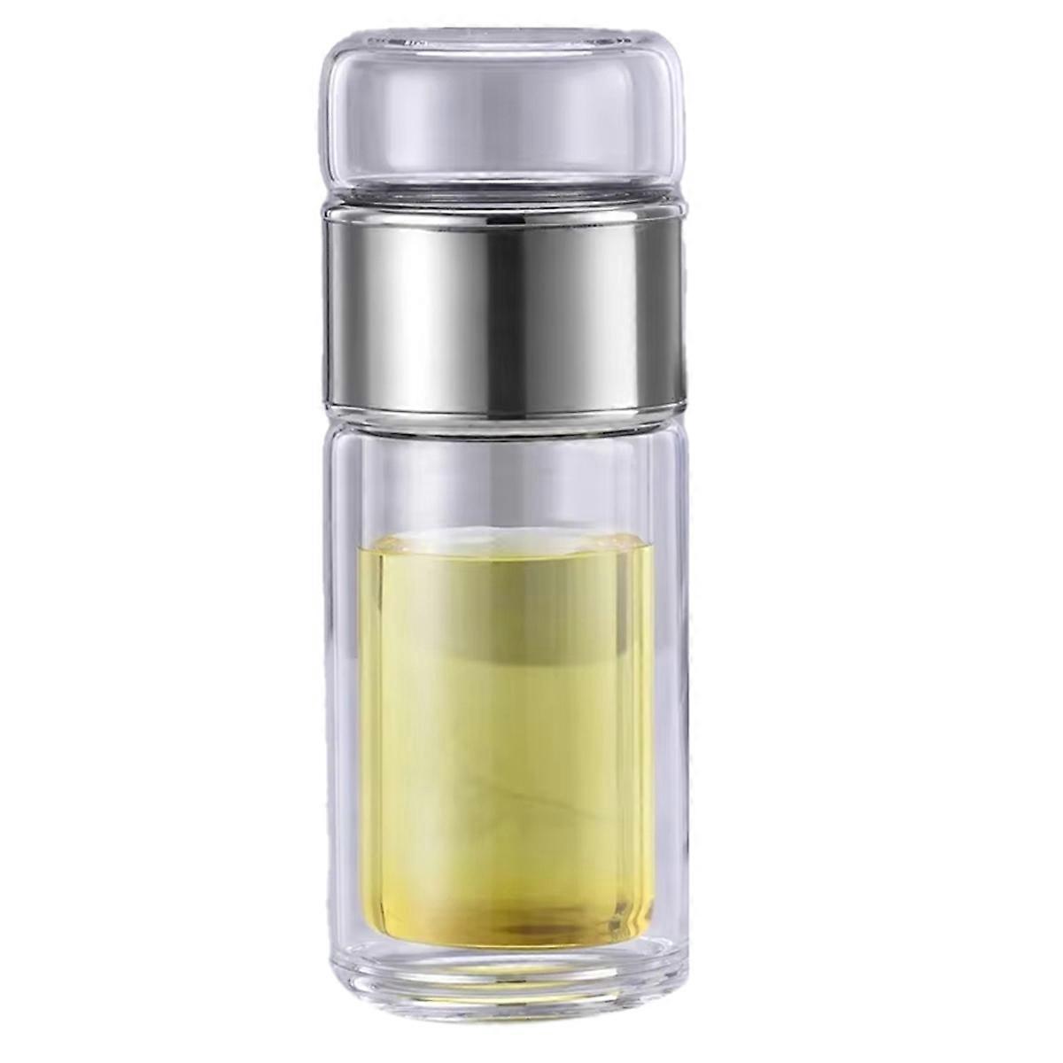High Borosilicate Glass Tea Water Bottle-Double Layer Infuser Tumbler