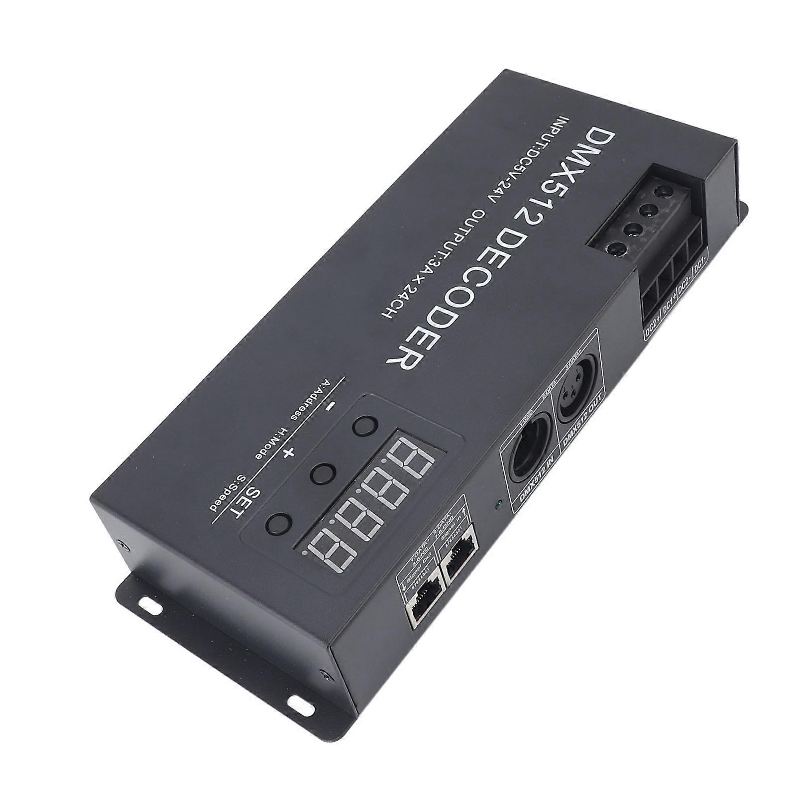 DMX-Decoder 24-Kanal-Digitalanzeige-Dimmtreiber LED DMX512 Controller für RGB-Streifenlicht DC 5-24V 
