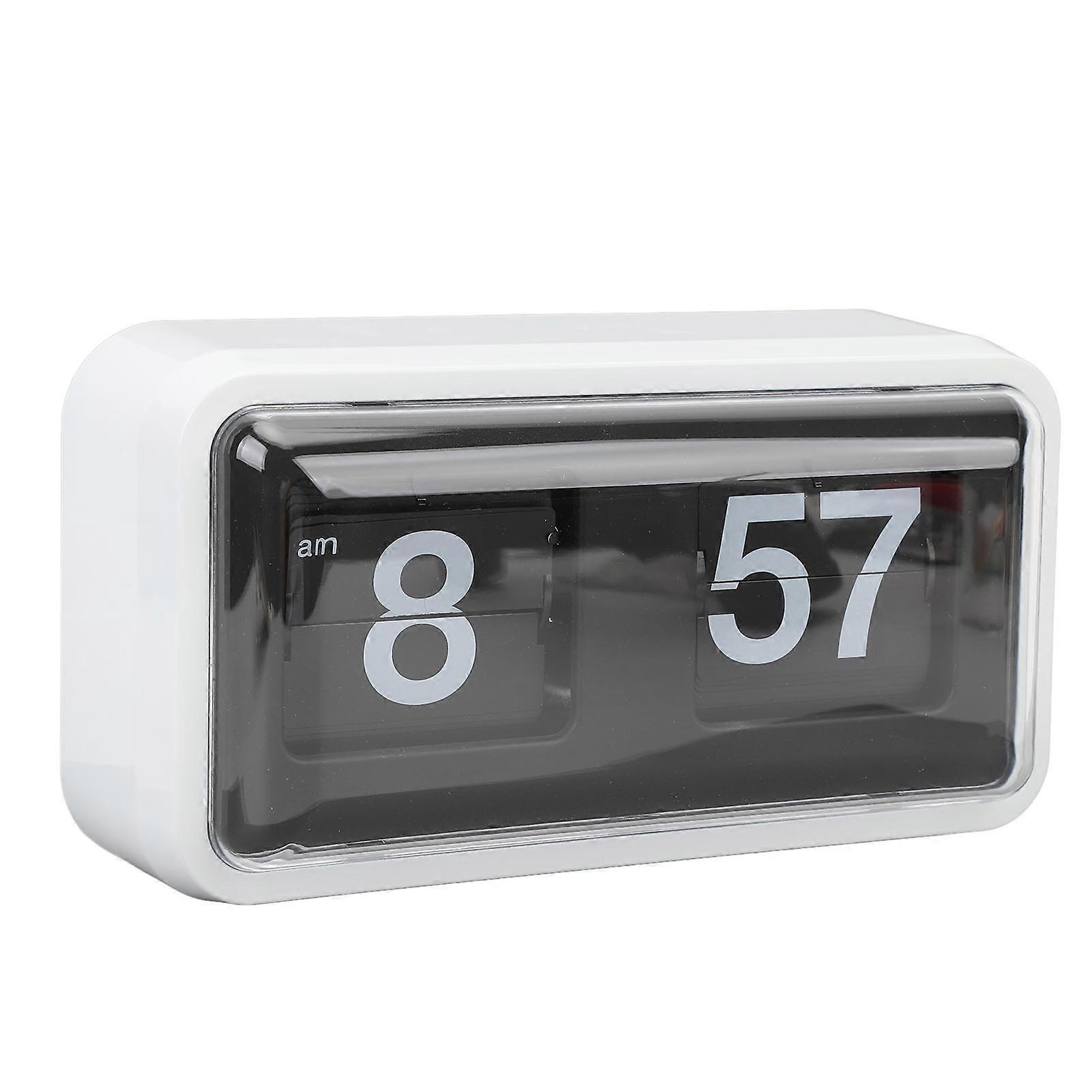 White Flip Clock Transparent Case Retro Design Table Clock Modern Desk Clock Home Decor Gift Item for Living Room Bedroo