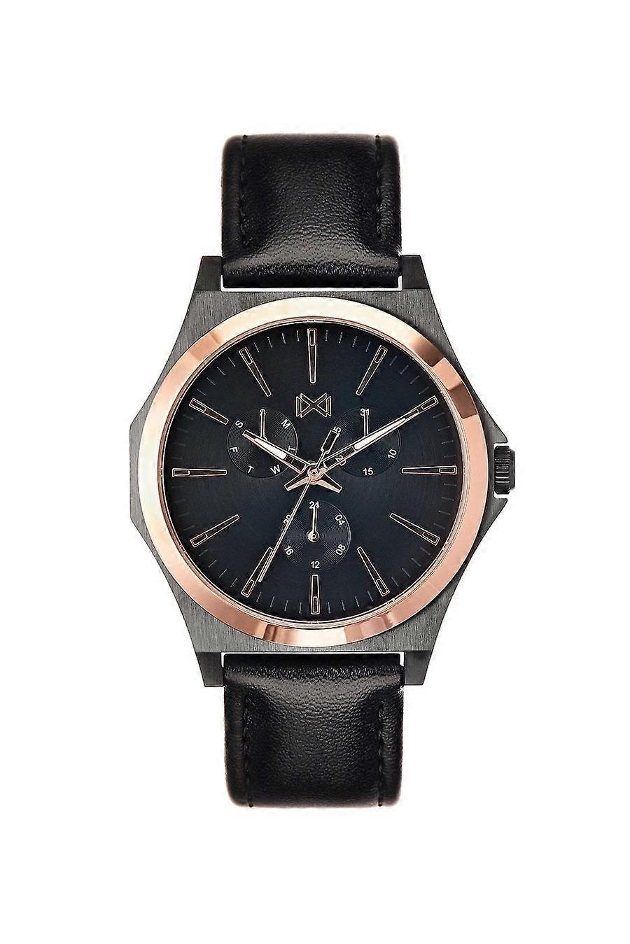 Mark Maddox Hc7102-57 Men's Black Dial Leather Strap Watch - 40mm