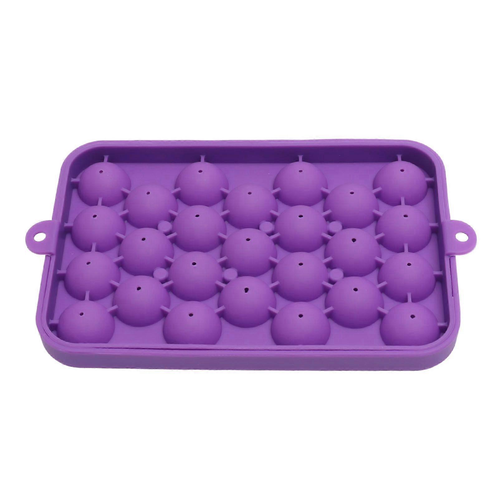 25 Grid Ice Cube Tray Easy Release Silicone Ice Ball Maker Mold Mini Round Ice Sphere Tray with Lid,Purple