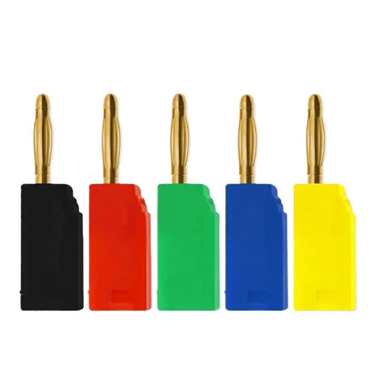 40PCS 2MM Male Retractable Tube Banana Wire Solder Gold Plated Stackable Electrical Terminal Connectors 5 Colors Blue